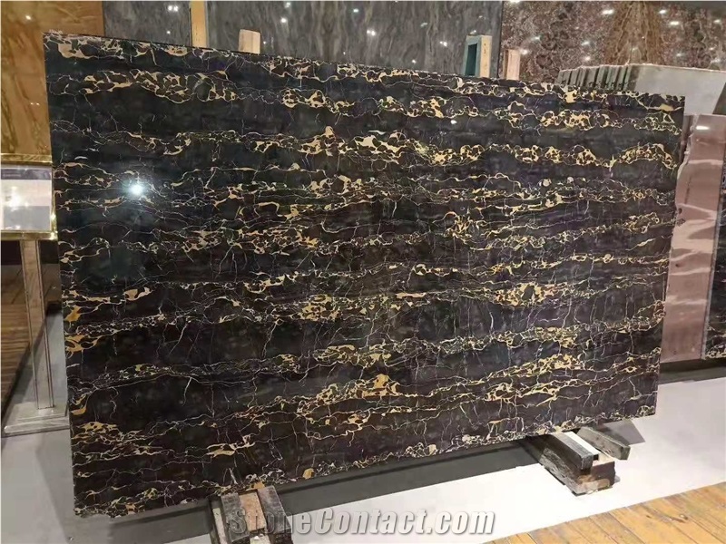 Black Nero Portoro Marble Slabs Gold Marble