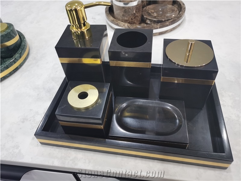 Goldtop Stone OEM/ODM Black Marble Bath Accessories