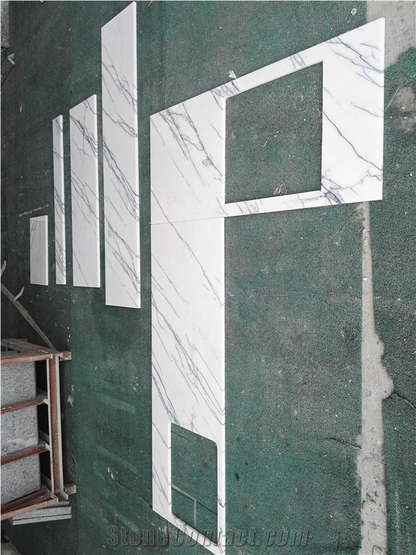 Milas White Natural Viola Marble Slabs Floor Panel