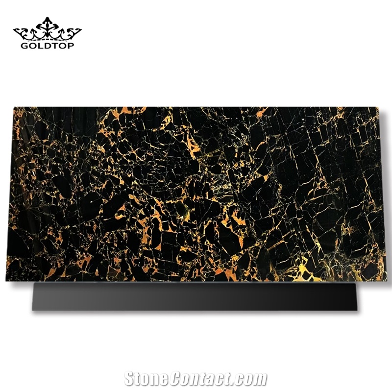 Polished Nero Black Gold Marble Slab & Tlies