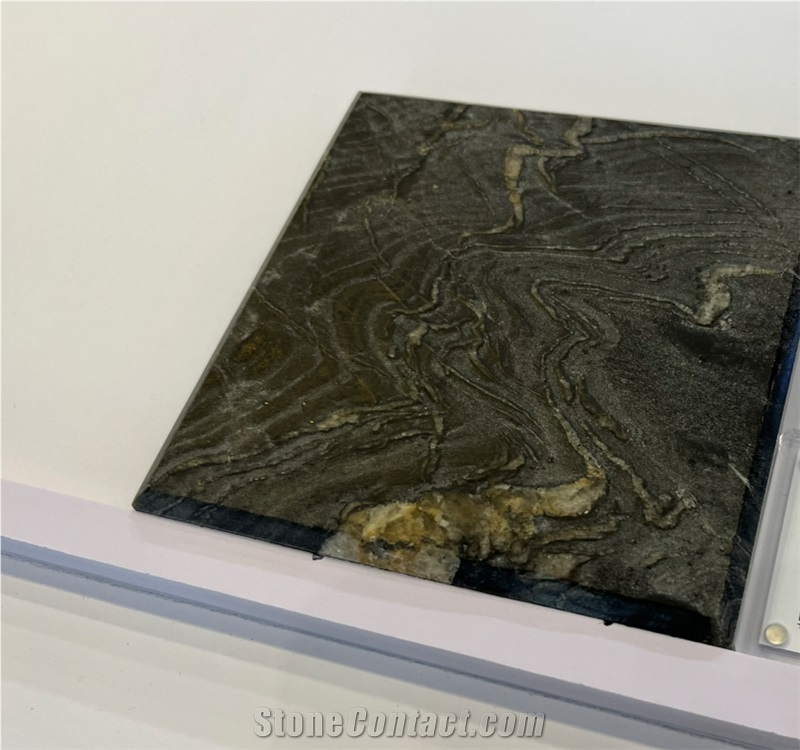 Brazil Luxury Leathered Matrix Titanium Star Granite Tile