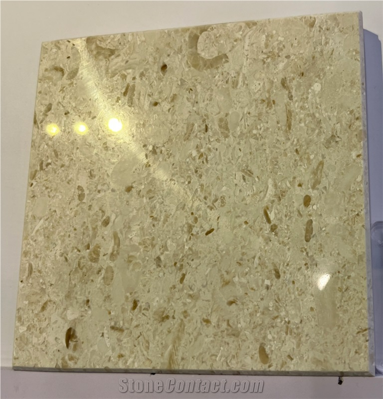Hot Gold Shell Beige Limestone Tile For Hotel Wall Floor