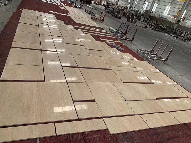 HOT Light Beige Vein Cut Travetine Tiles Floor Wall