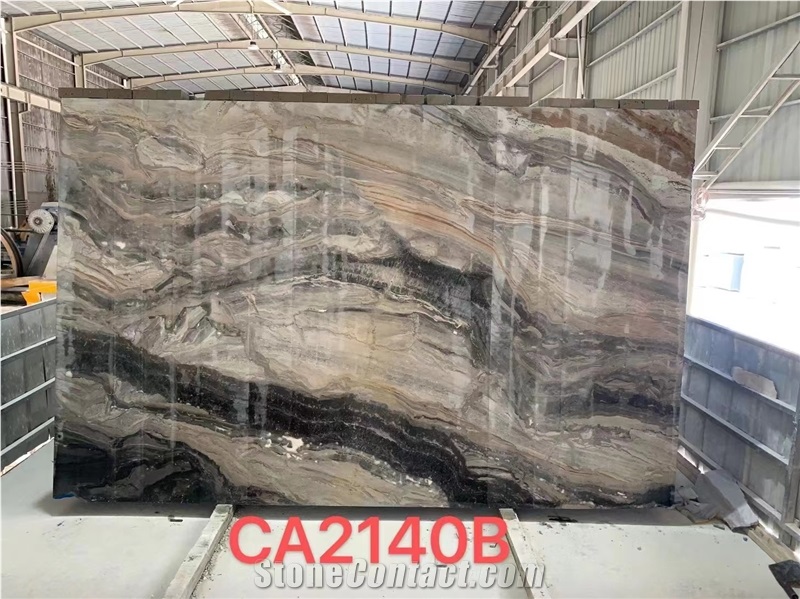 Italy Venice Brown Marble Bookmatch Polish Slab For Wall