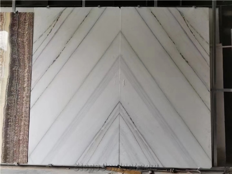 Luxury Columbia White Marble Bookmatch Wall Tiles