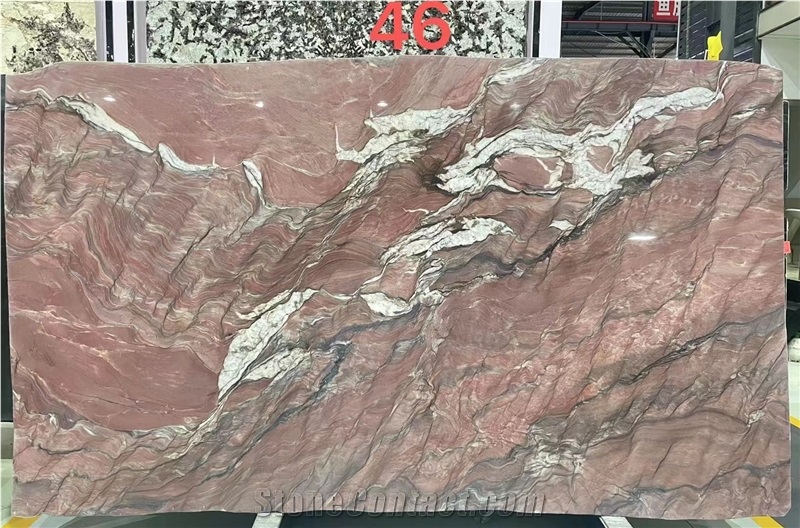 Luxury Red Quartzite Large Slab For Wall