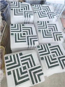 NEW GREEN WHITE MARBLE MOSAIC TILES