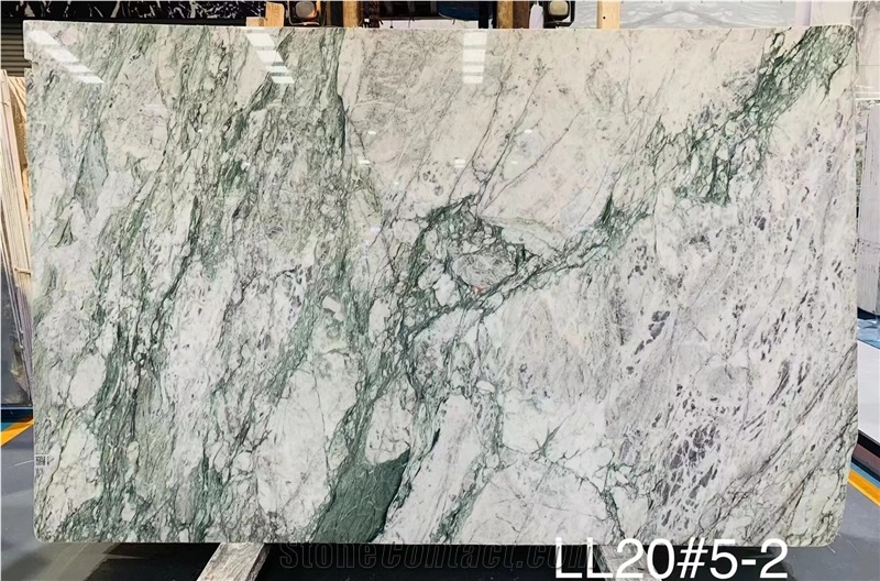 NEW WHITE MARBLE GREEN VEIN SLAB For Wall Floor