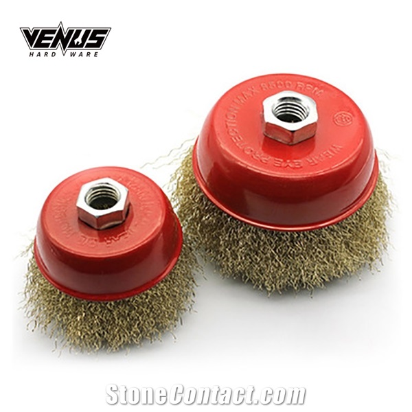 Angle Grinder Crimped Brass Coated Steel Wire Bowl Cup Brush