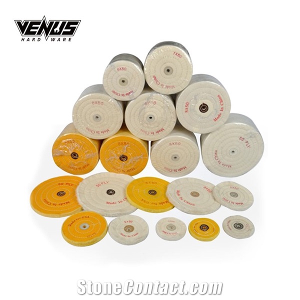 Soft Flannel Yellow And White Cloth Buffing Wheels