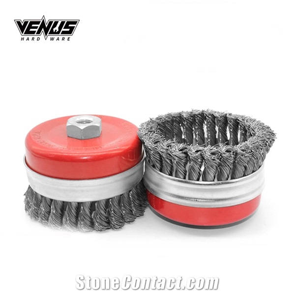 Stainless Steel Wire Side Knotted Up Wheels Cup Brush