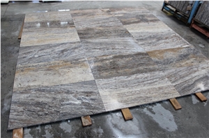 Silver Travertine Tiles Titanium Extra