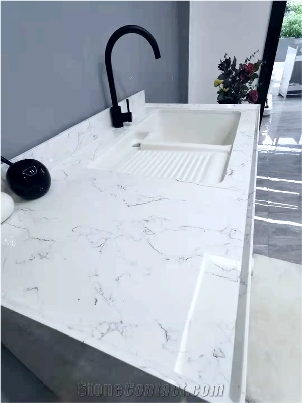 Flash White Artificial Marble Bath Countertop Vanity Tops