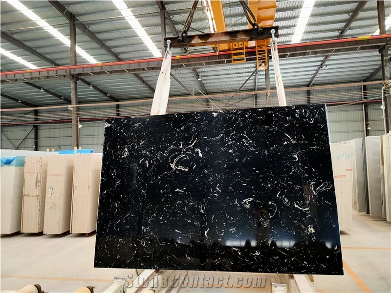 Interior Decoration Black Artificial Marble Slabs
