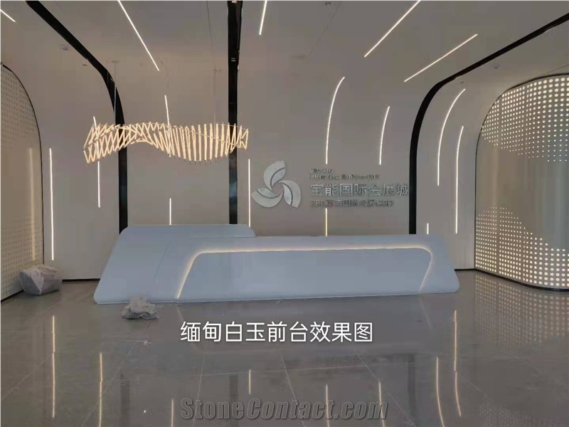 Nano-Look Super White Artificial Marble Reception Table