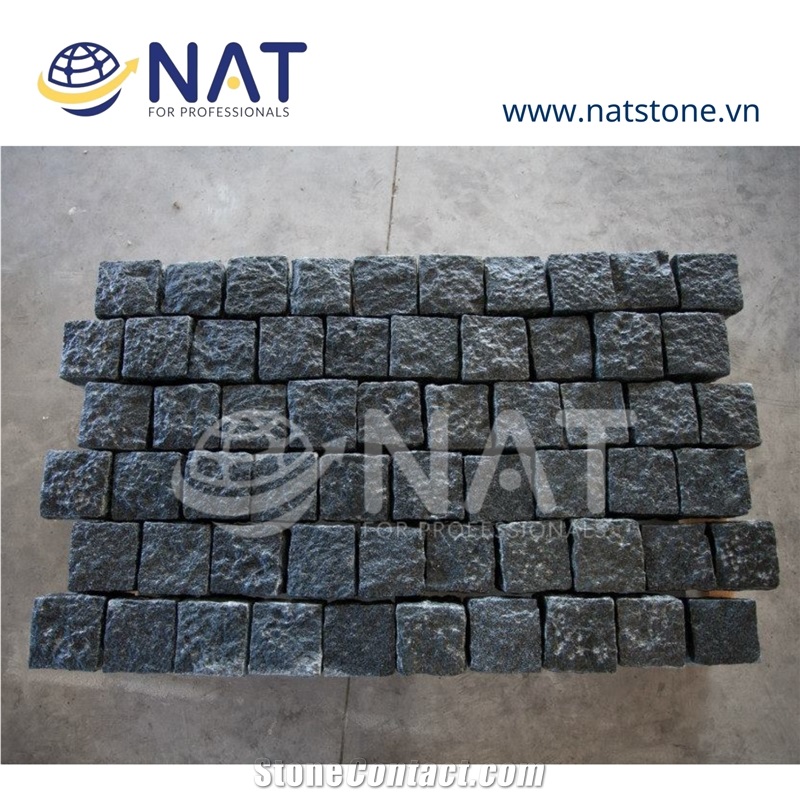 Vietnam Black Granite Cubes / Cobble Paving