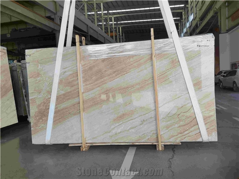 Bookmatched Daino Beige Marble Slab