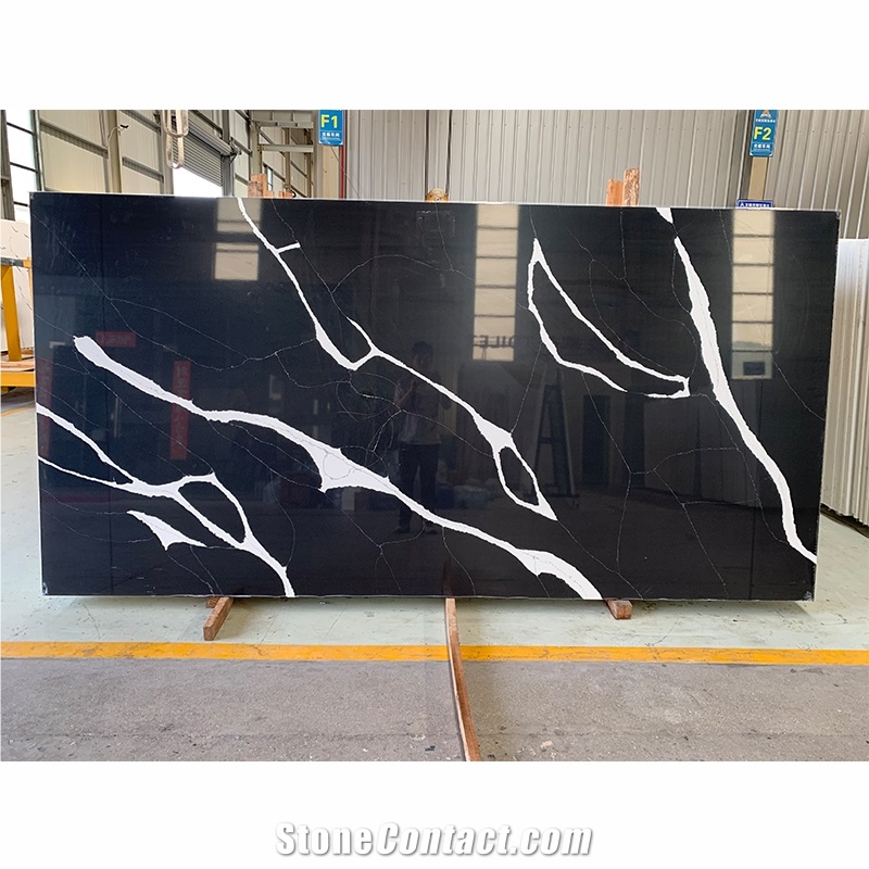 Factory Direct Sale Artificial Black Calacatta Quartz Slabs
