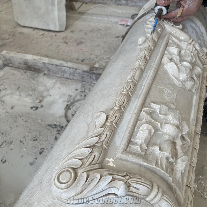 Arc Hollow White Marble Cladding Roman Pillar Column