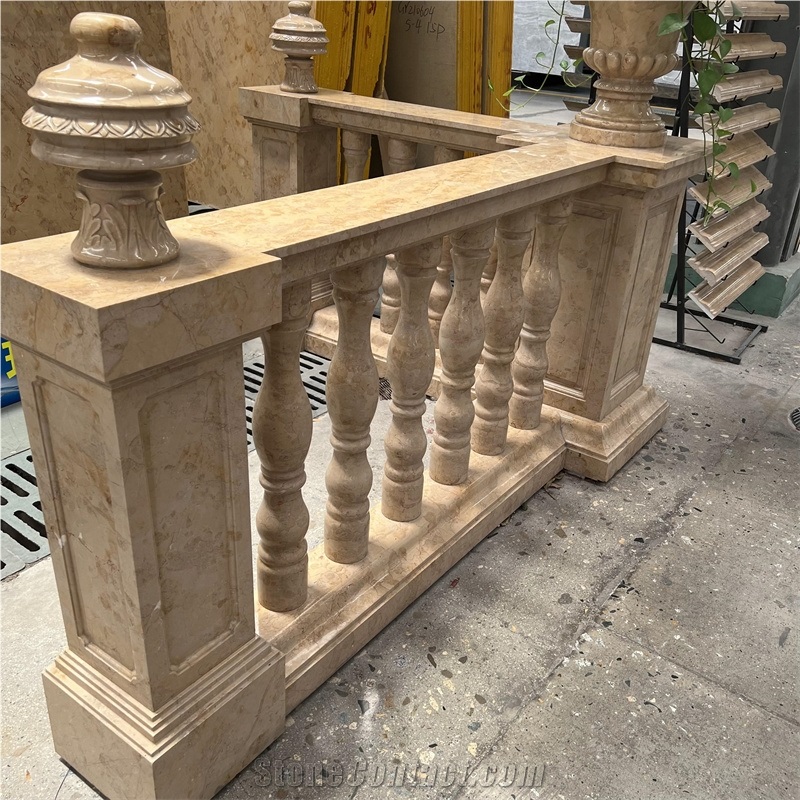 Customized Natural Gold Marble Railings Baluster Home Decor