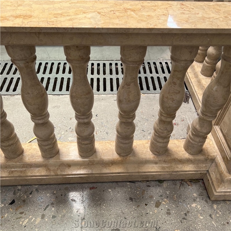 Customized Natural Gold Marble Railings Baluster Home Decor