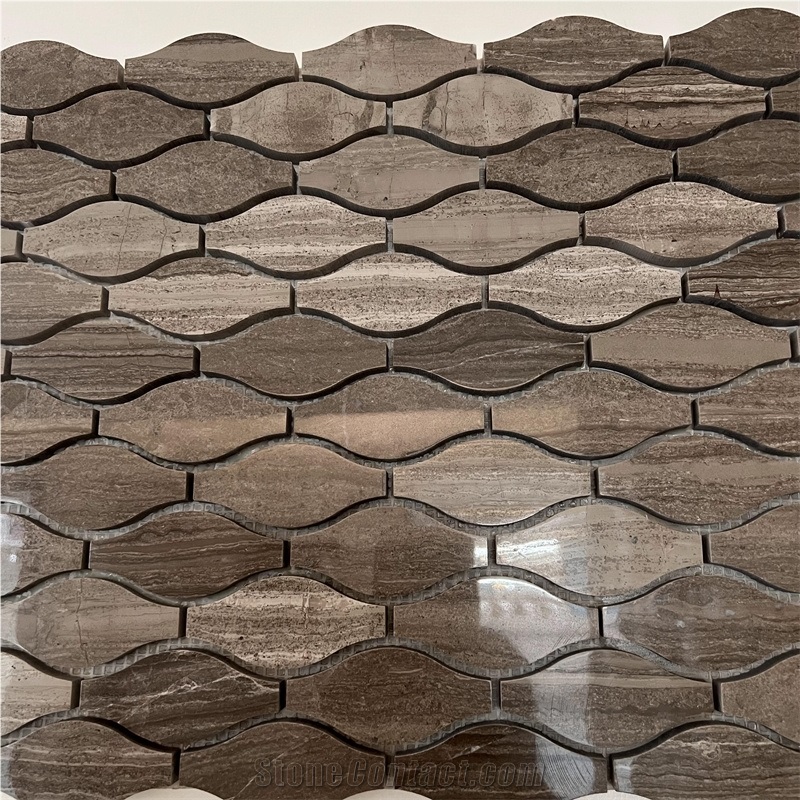 Natural Stone Wooden Vein Marble Mosaic Tiles