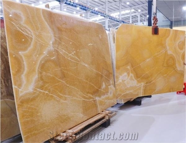 Translucent Yellow Onyx Backlit Slabs Wall Panel
