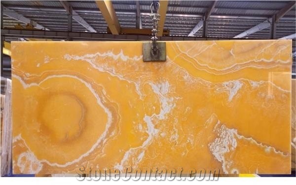 Translucent Yellow Onyx Backlit Slabs Wall Panel