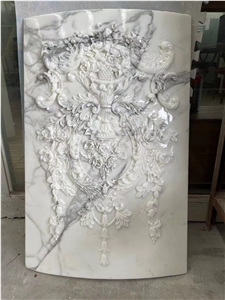 3D Carved Stone High Relief Panel Marble Calacatta Wall Tile