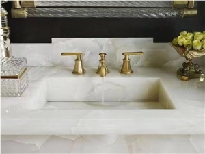 Integrate White Onyx Stone Bathroom Counter Sink Wash Basin