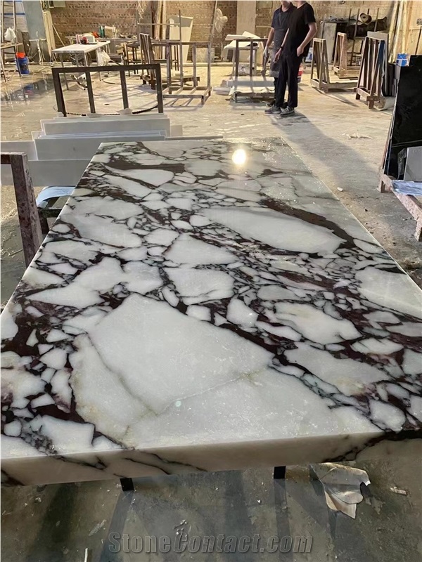Interior Stone Cafe Table Marble Calacatta Viola Furniture