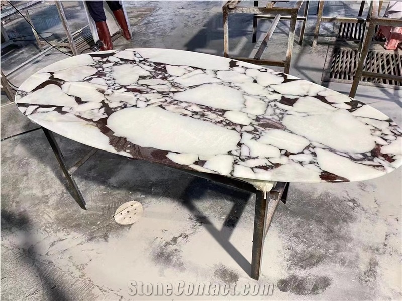 Interior Stone Cafe Table Marble Calacatta Viola Furniture