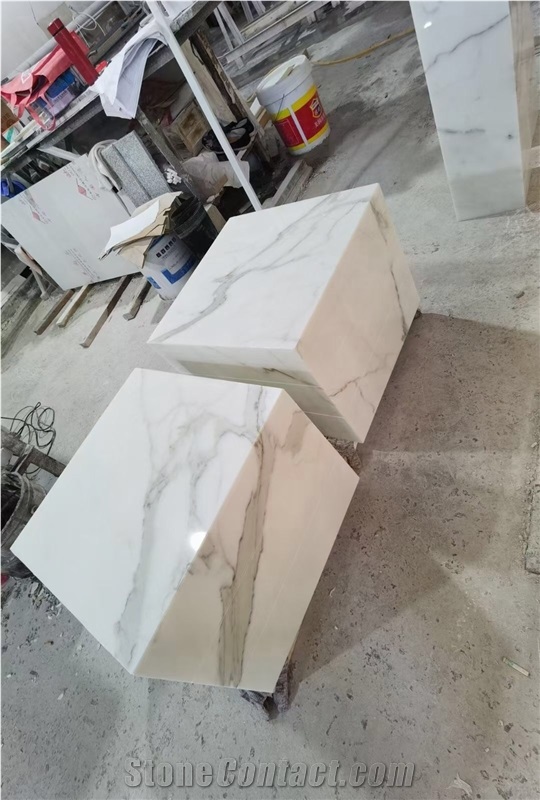 Marble Plinth Block Coffee Table White Beauty Art Side Table
