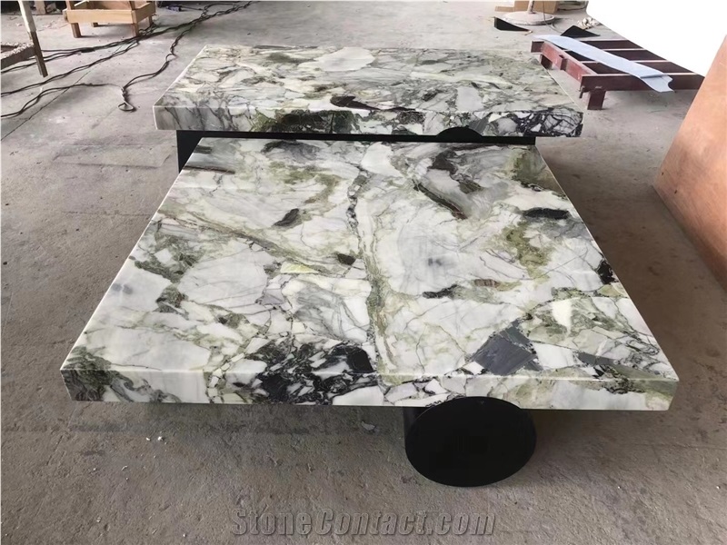 Marble White Beauty Coffee Table With Metal Base Furniture