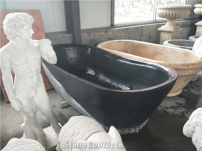 Oval Stone Bathtub Yellow Limestone Carved Hotel Bath Tubs