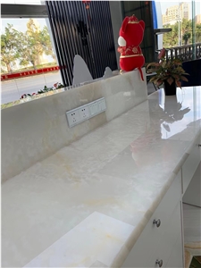 Prefab White Onyx Kitchen Countertop Stone Kitchen Bench Top