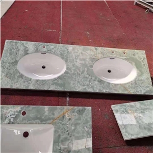 Prefab Yacht Stone Vanity Tops Blue Onyx Restaurant Bath Top
