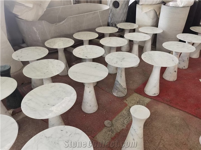 Stone Coffee Table Marble Carrara Side Table Art Furniture