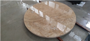 Waterjet Cut Stone Table Tops Noce Travertine Round Work Top