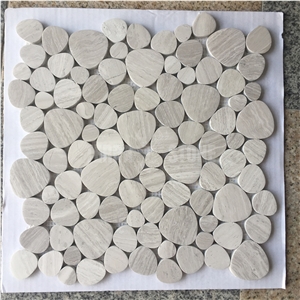 Backsplash Tiles Grey Bubble Round Pebble Wood Marble Mosaic
