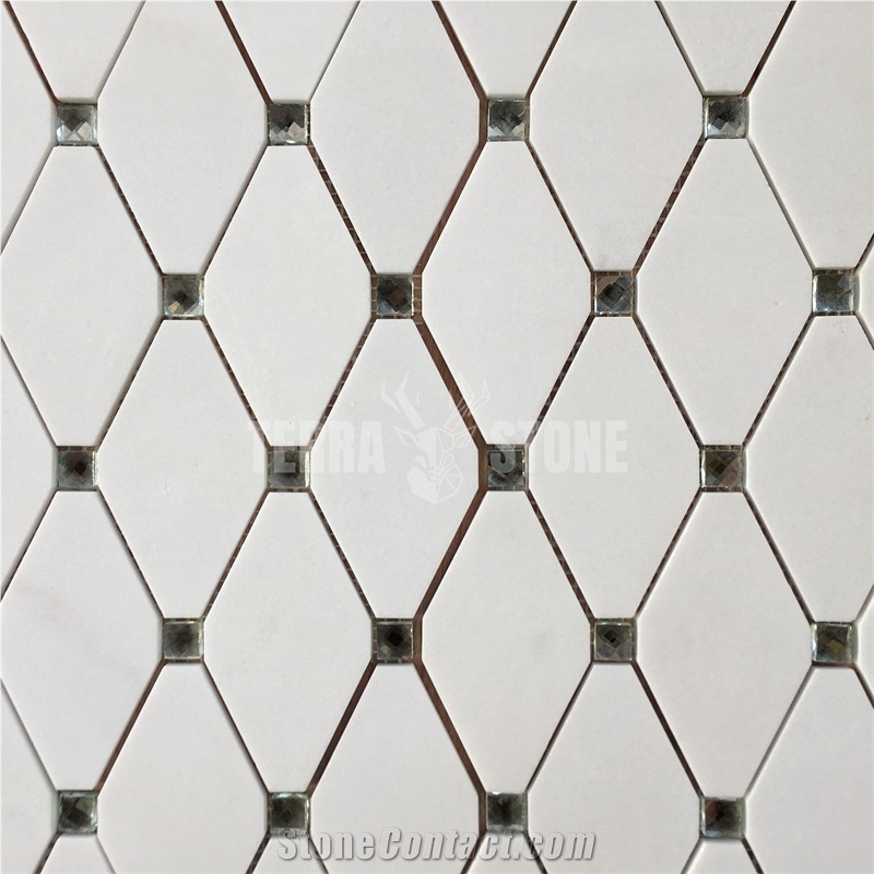 Backsplash Wall Diamond Mosaic Glass Marble Long Octagon