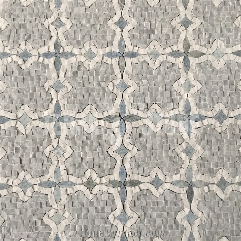 Carrara White Marble Split Face Mosaic Water Jet Wall Tile