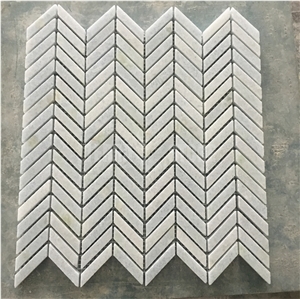 Chevron Ming Green Marble Mosaic Fish Bone Pattern