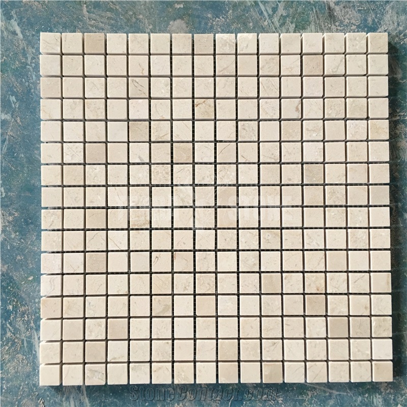 Crema Marfil Beige Marble Square Mosaic Chipped Mosaics Tile