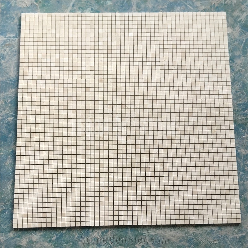 Crema Marfil Beige Marble Square Mosaic Chipped Mosaics Tile