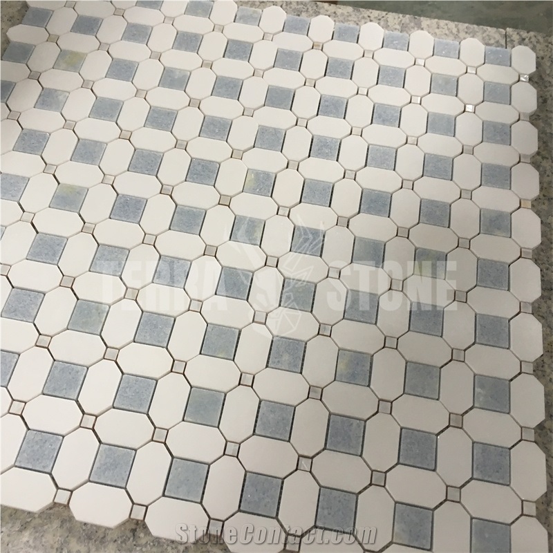 Geometry Design Azul Argentina Blue Marble Mosaic Tile