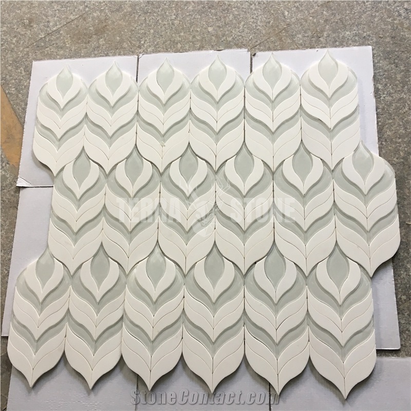 Leaf Waterjet Floor Tiles Bathroom Stone Marble Mosaic