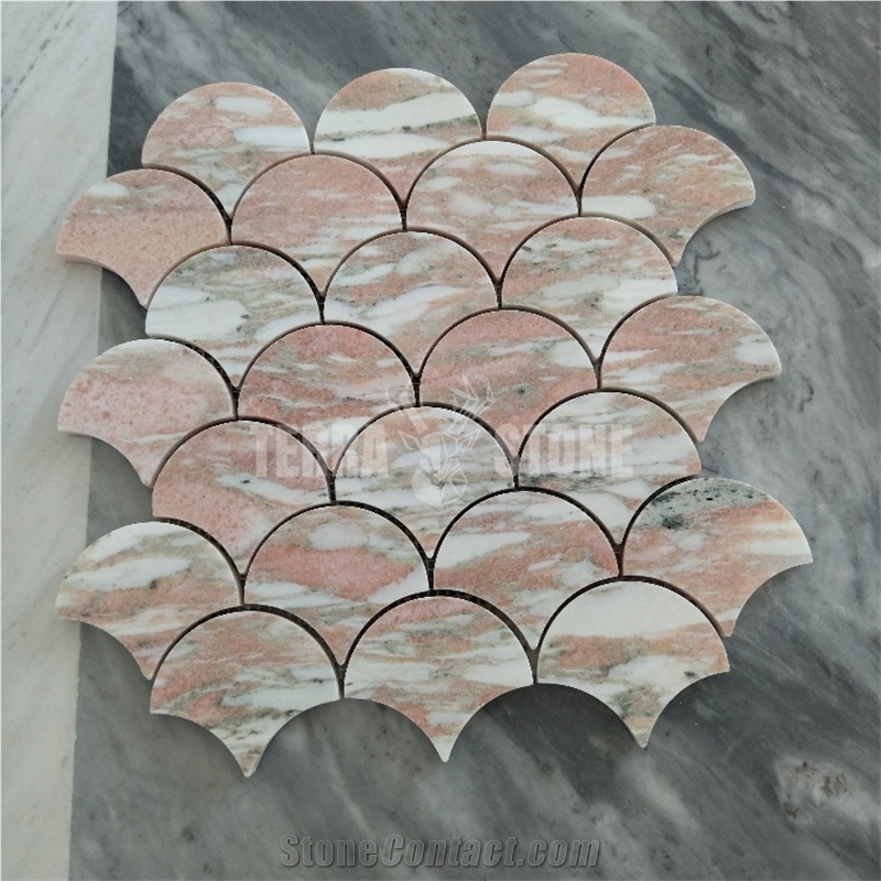 Norway Red Marble Rosa Norwegia Pink Stone Mosaic Tiles