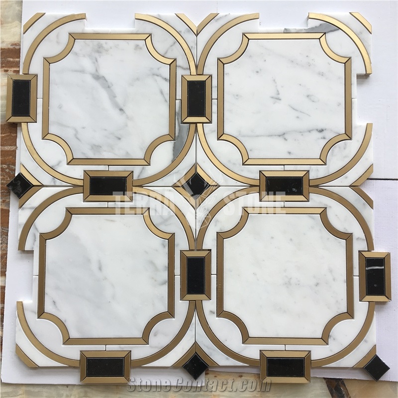 Waterjet Luxury Marble Mosaic Tile For Villa Wall Decoration