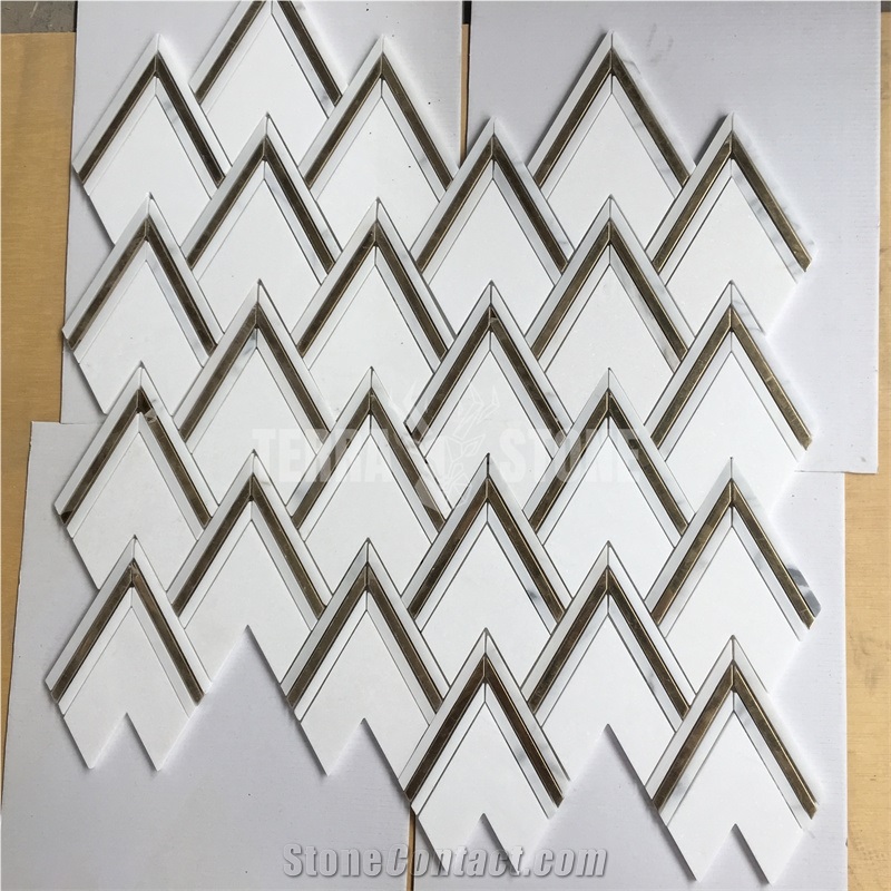 Waterjet Marble Mosaic Triangle Design Shower Wall Tile